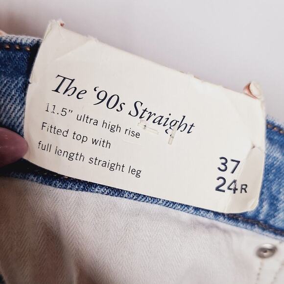 Abercrombie & Fitch The 90s Straight Ultra High Rise Jeans Cross Front 37 / 24 R - Picture 5 of 9